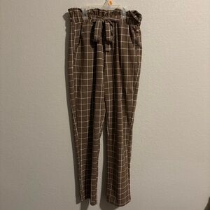 Soho Apparel Brown Checkered Pants
